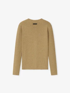 Womens Signature Rib Knit Fitted Long Sleeve Zip Up Tee