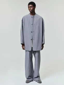 Wool Linen Collarless Sport Jacket