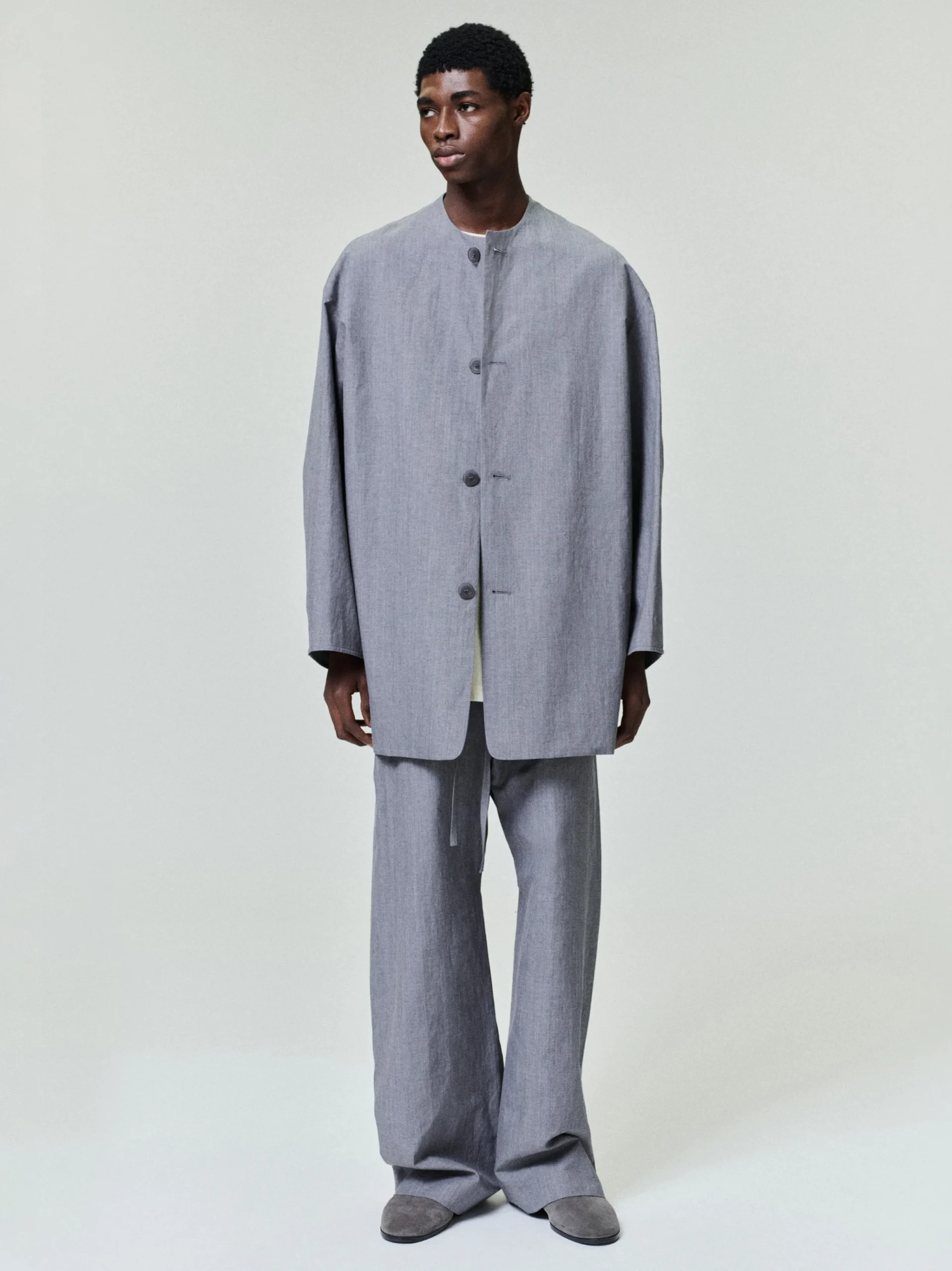 Wool Linen Collarless Sport Jacket