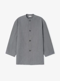 Wool Linen Collarless Sport Jacket