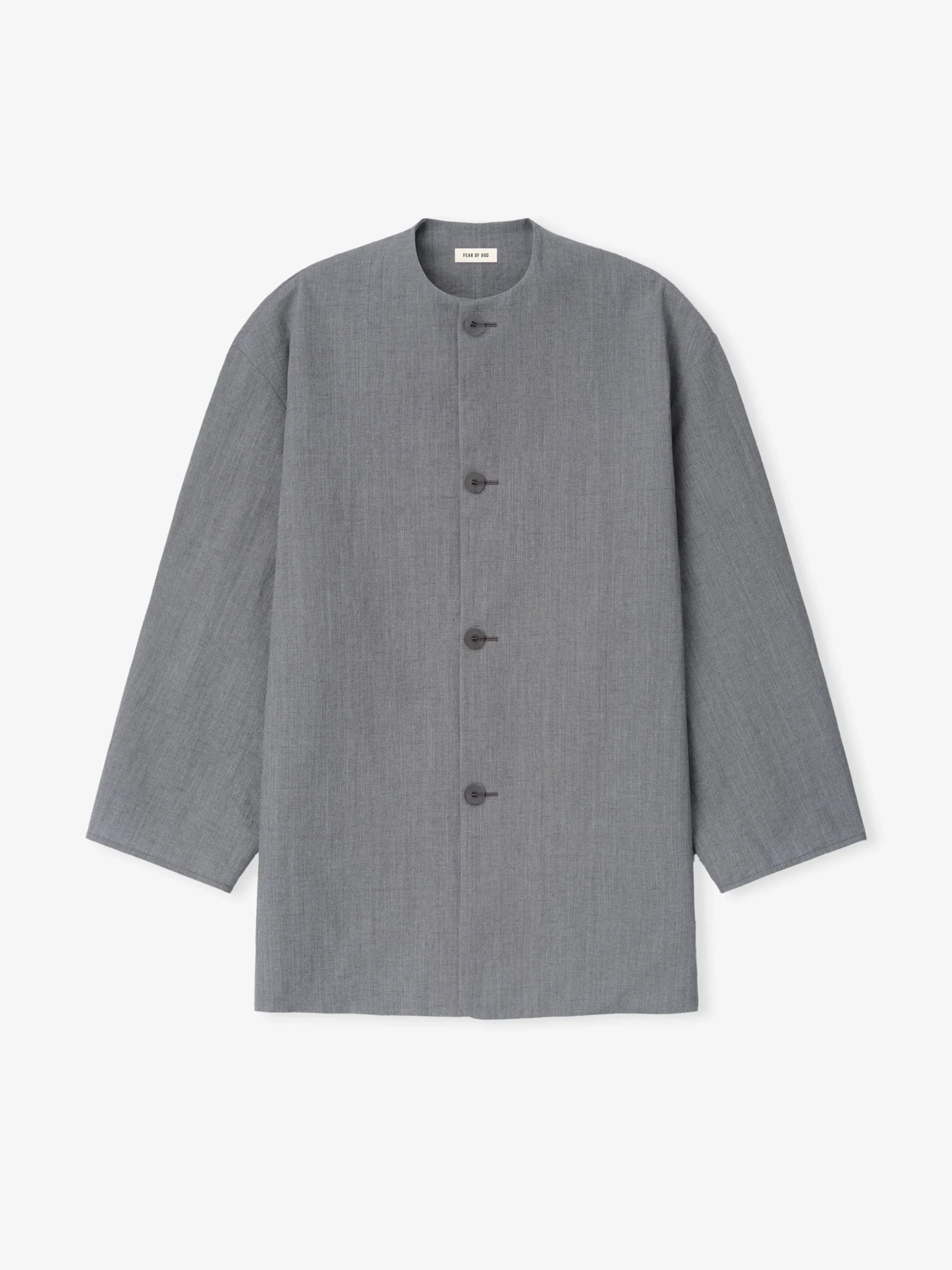 Wool Linen Collarless Sport Jacket
