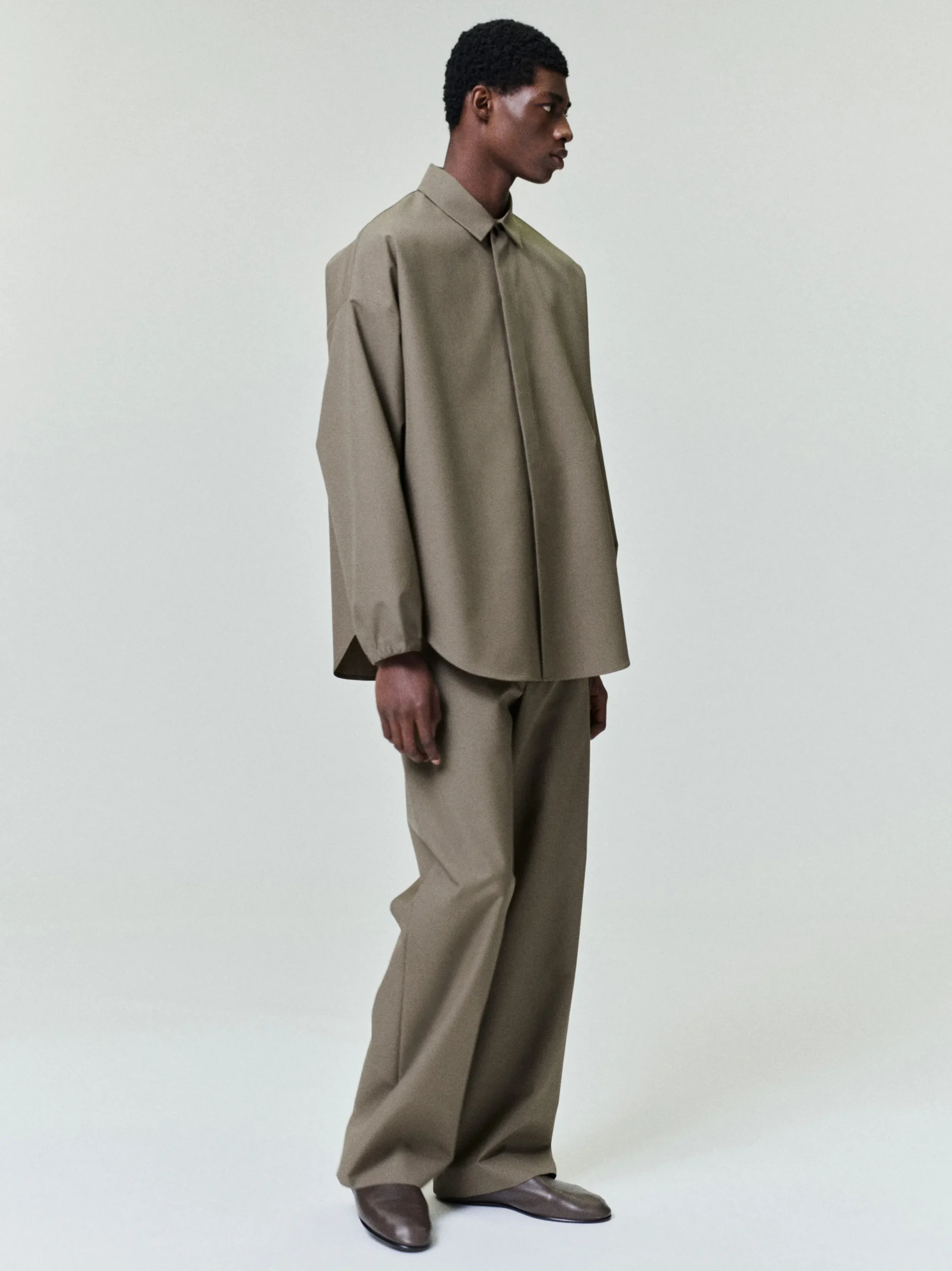 Wool Poplin Casual Flat Front Pants