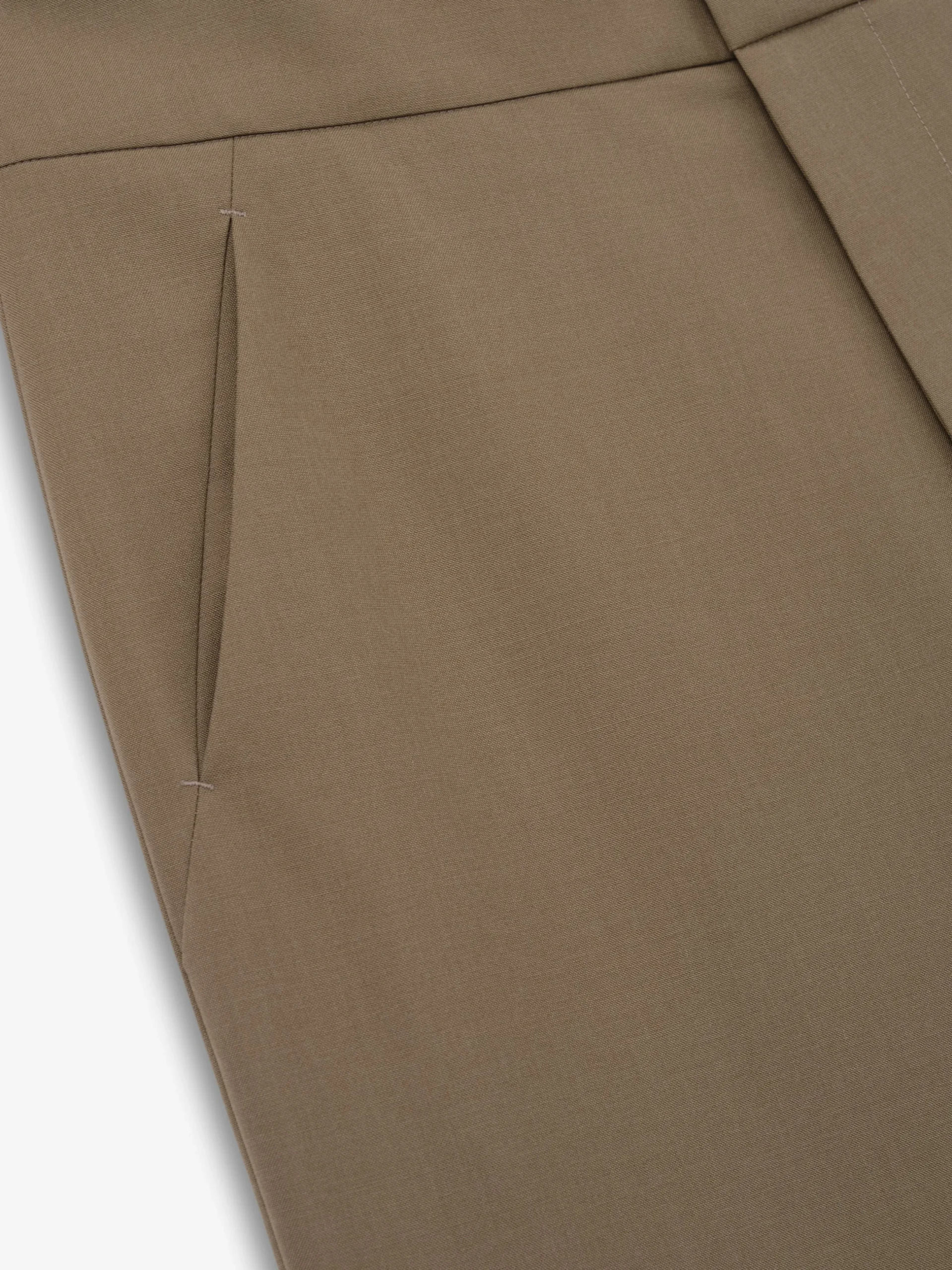 Wool Poplin Casual Flat Front Pants