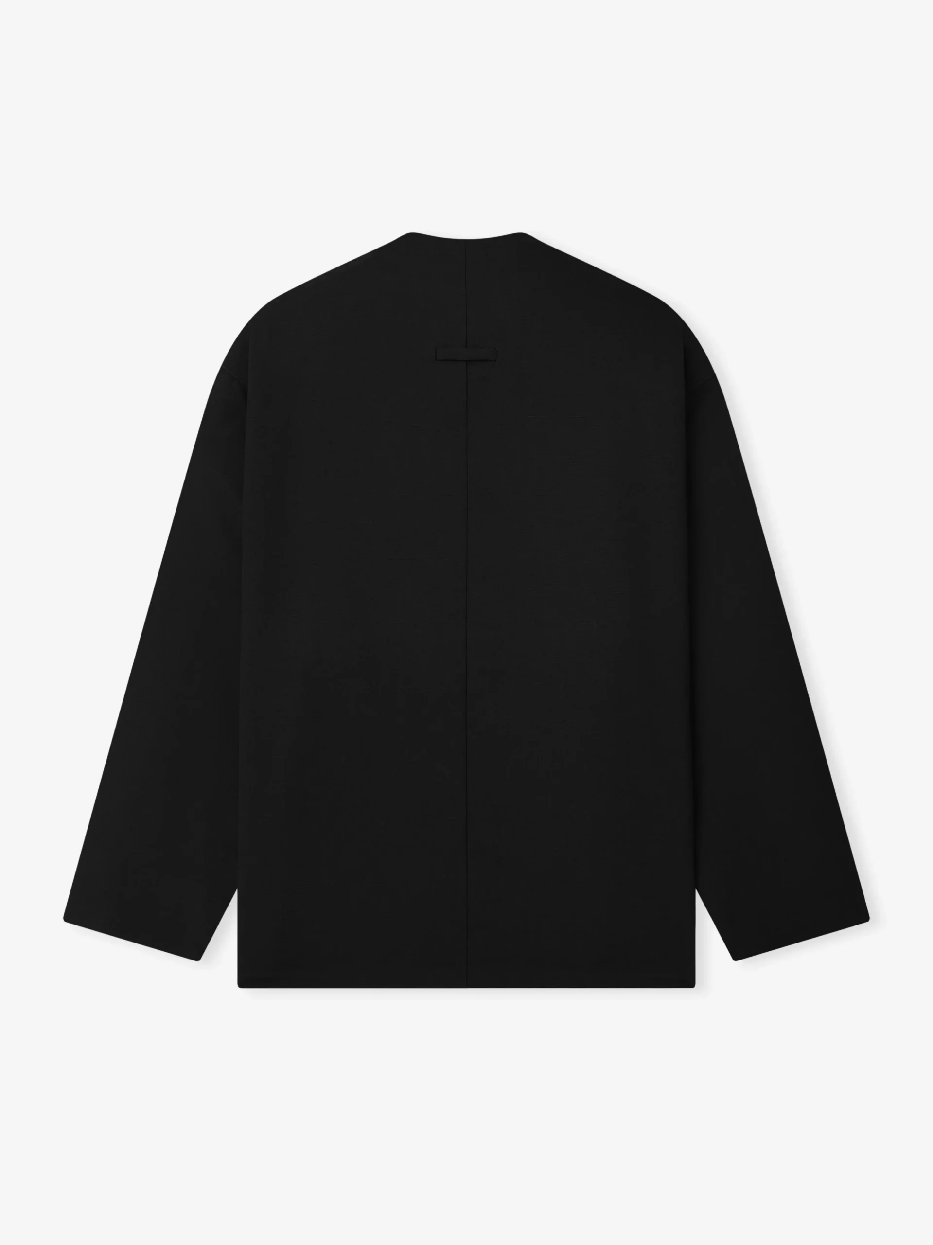 Wool Ripstop Relaxed Cropped Lapelless Jacket