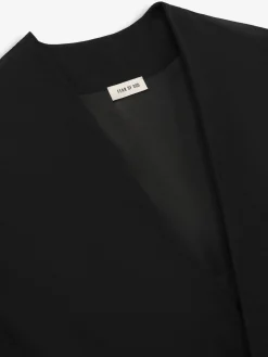 Wool Ripstop Relaxed Cropped Lapelless Jacket