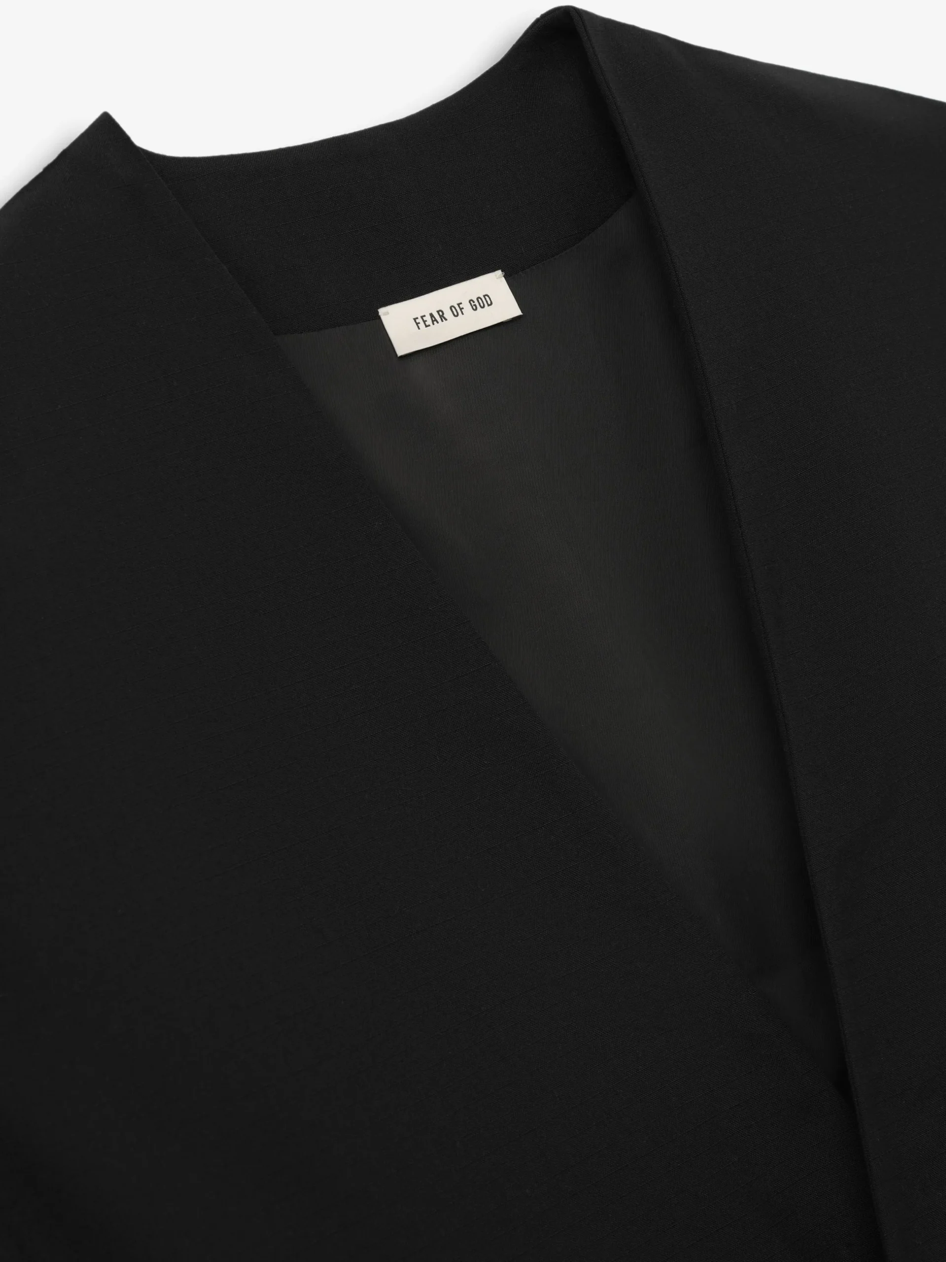 Wool Ripstop Relaxed Cropped Lapelless Jacket