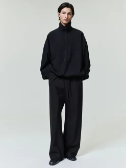 Wool Ripstop Wide Leg Drawstring Pants